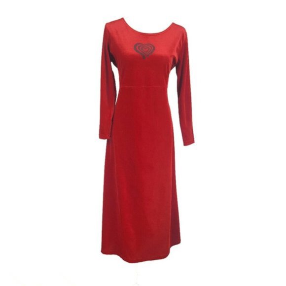 long sleeve red velvet gown